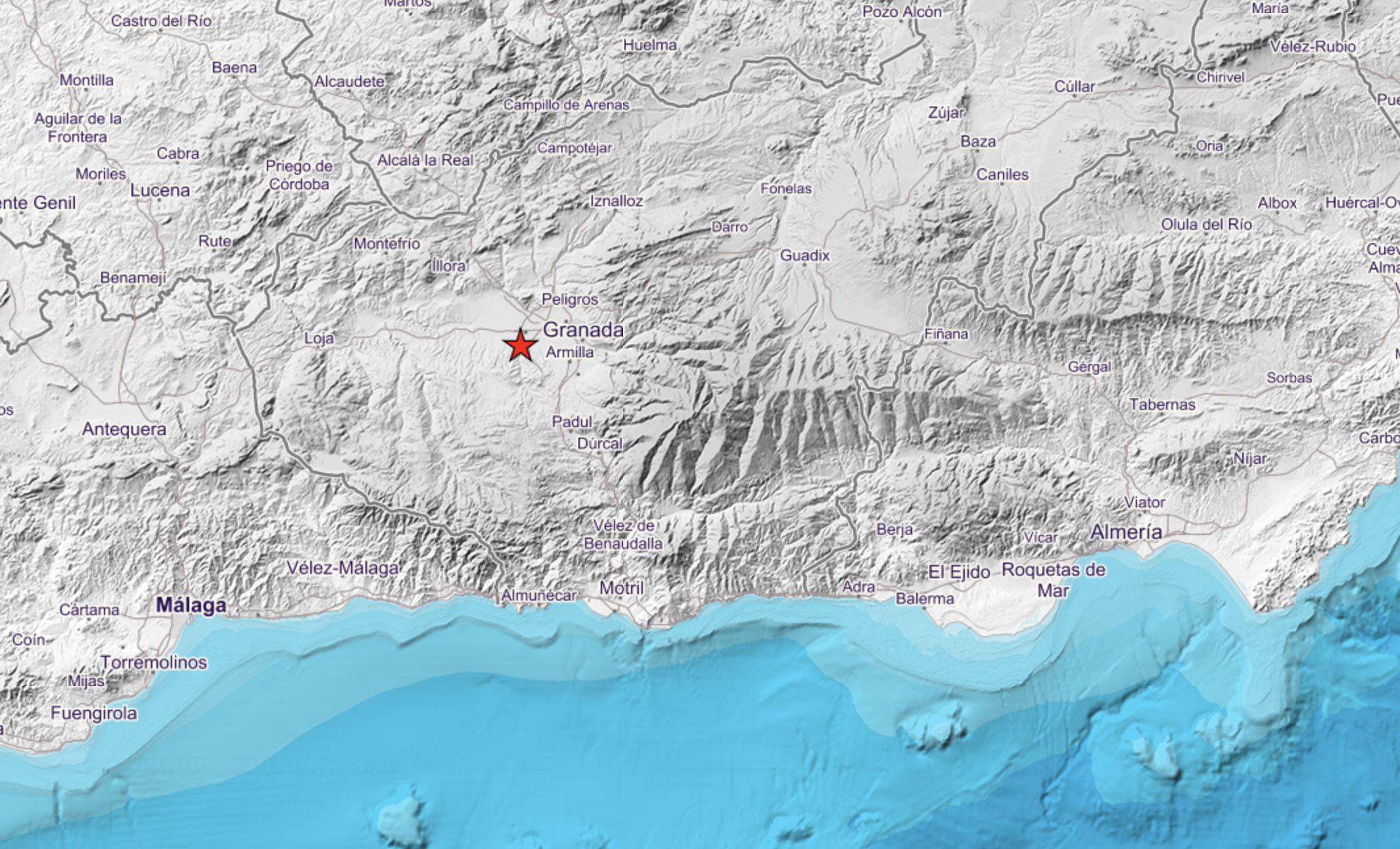 Un terremoto de magnitud 4,5 en Granada se deja sentir en varias provincias andaluzas