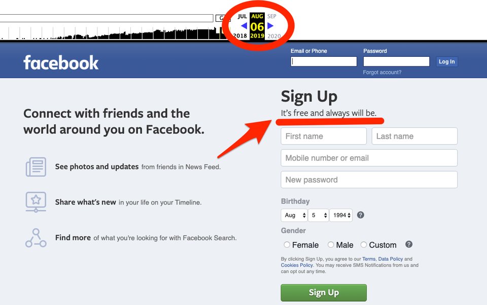 Facebook убрал слоган с информацией про бесплатное использование платформы