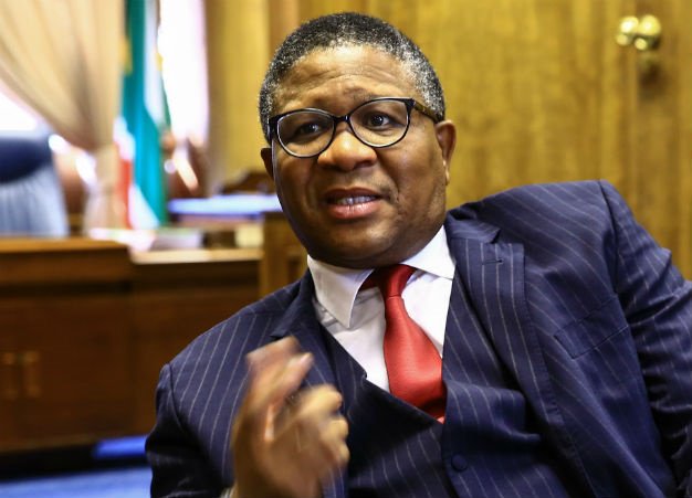 Fikile Mbalula is seen during an interview in his 