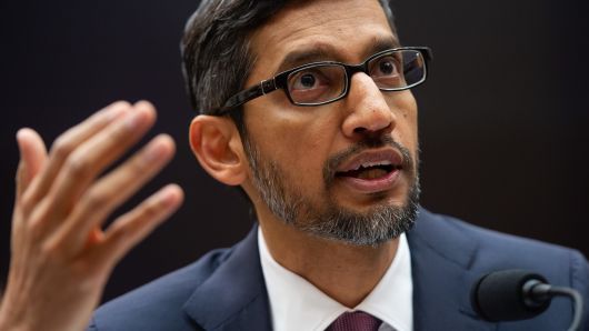 Google CEO Sundar Pichai testifies during a House Judiciary Committee hearing on Capitol Hill in Washington, DC, December 11, 2018.