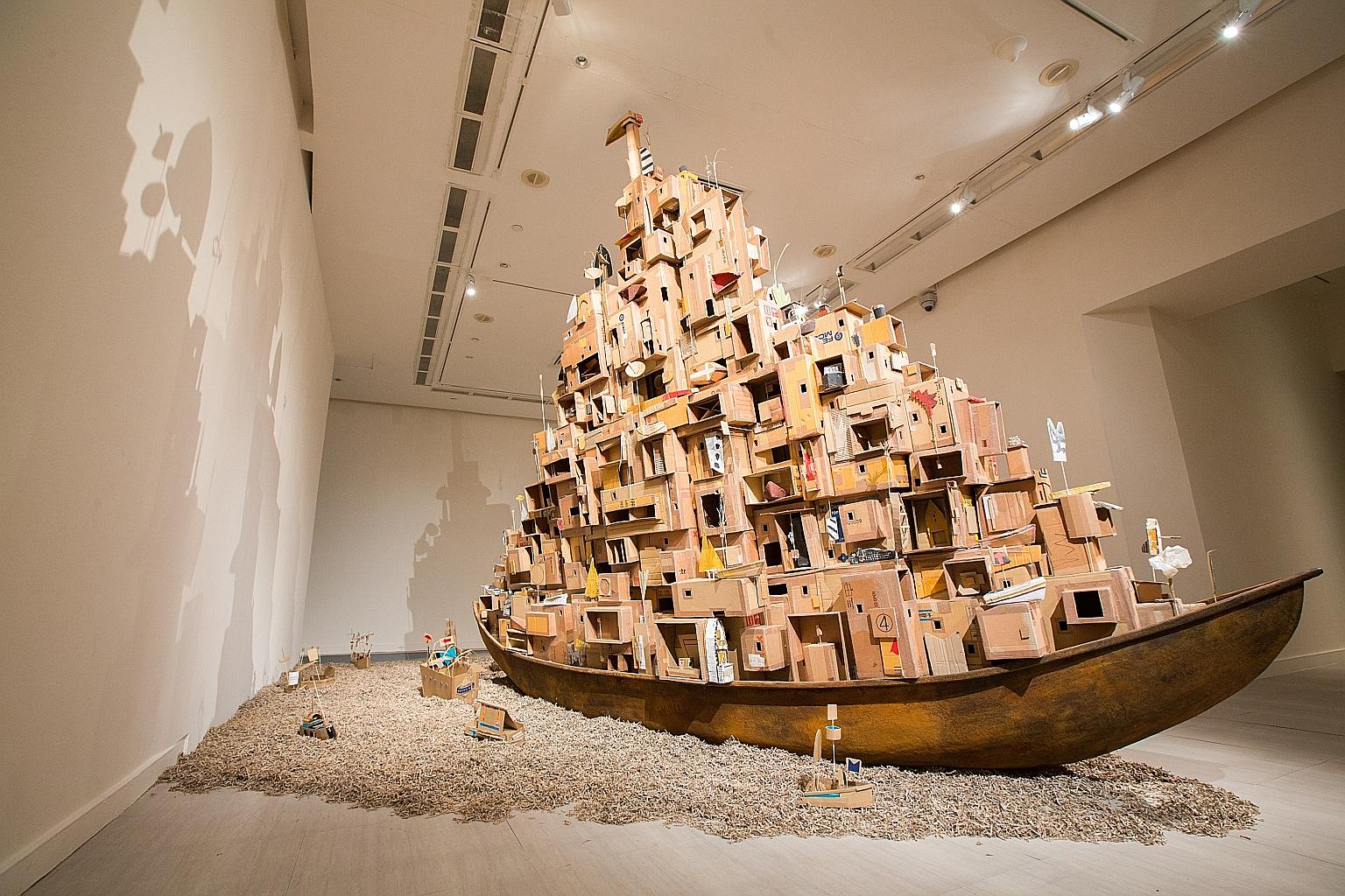 Massive Cardboard Installations by Isabel and Alfredo Aquizilan Investigate Migration and Community