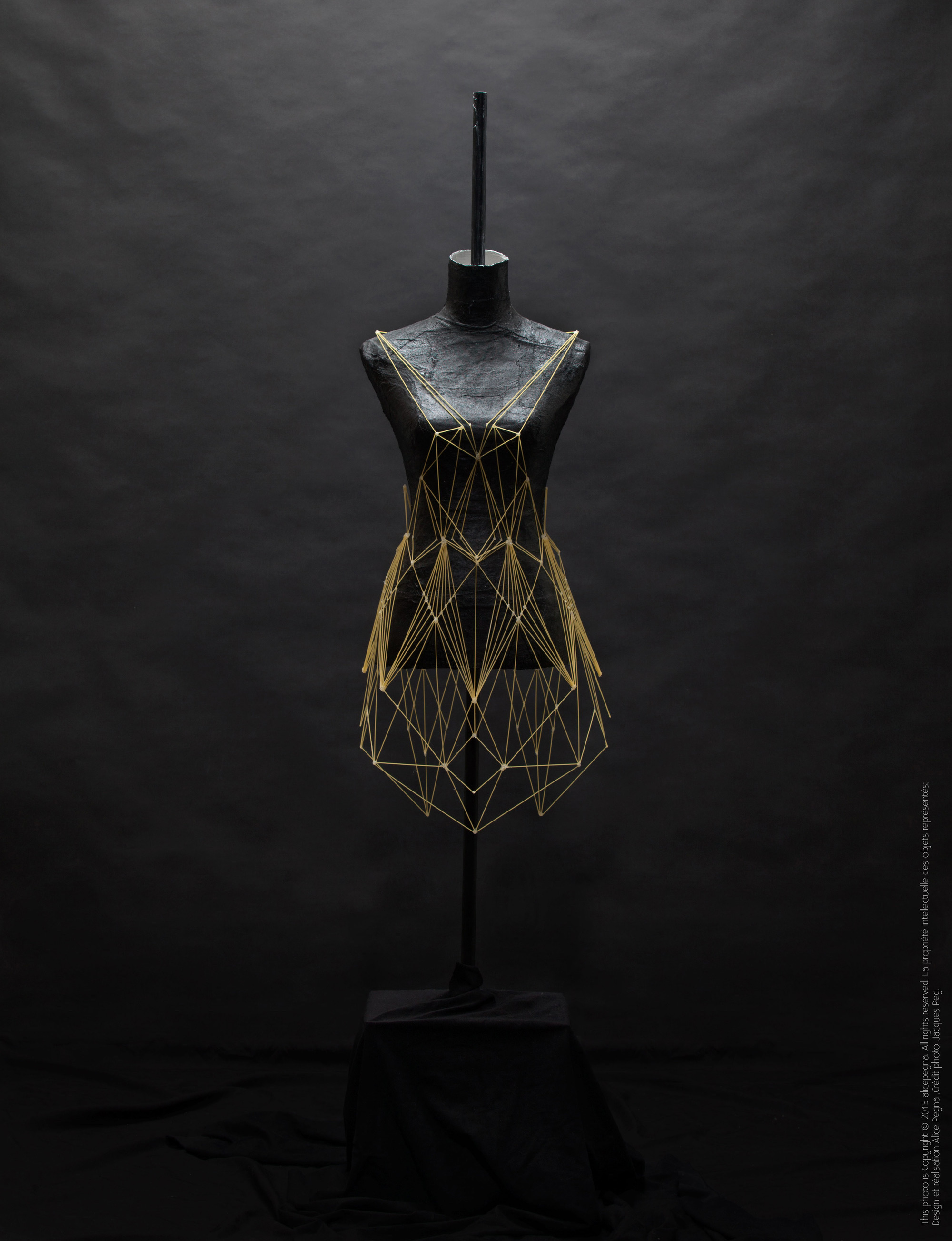 Geometric Dresses and Headpieces Created Entirely From Strands of Spaghetti