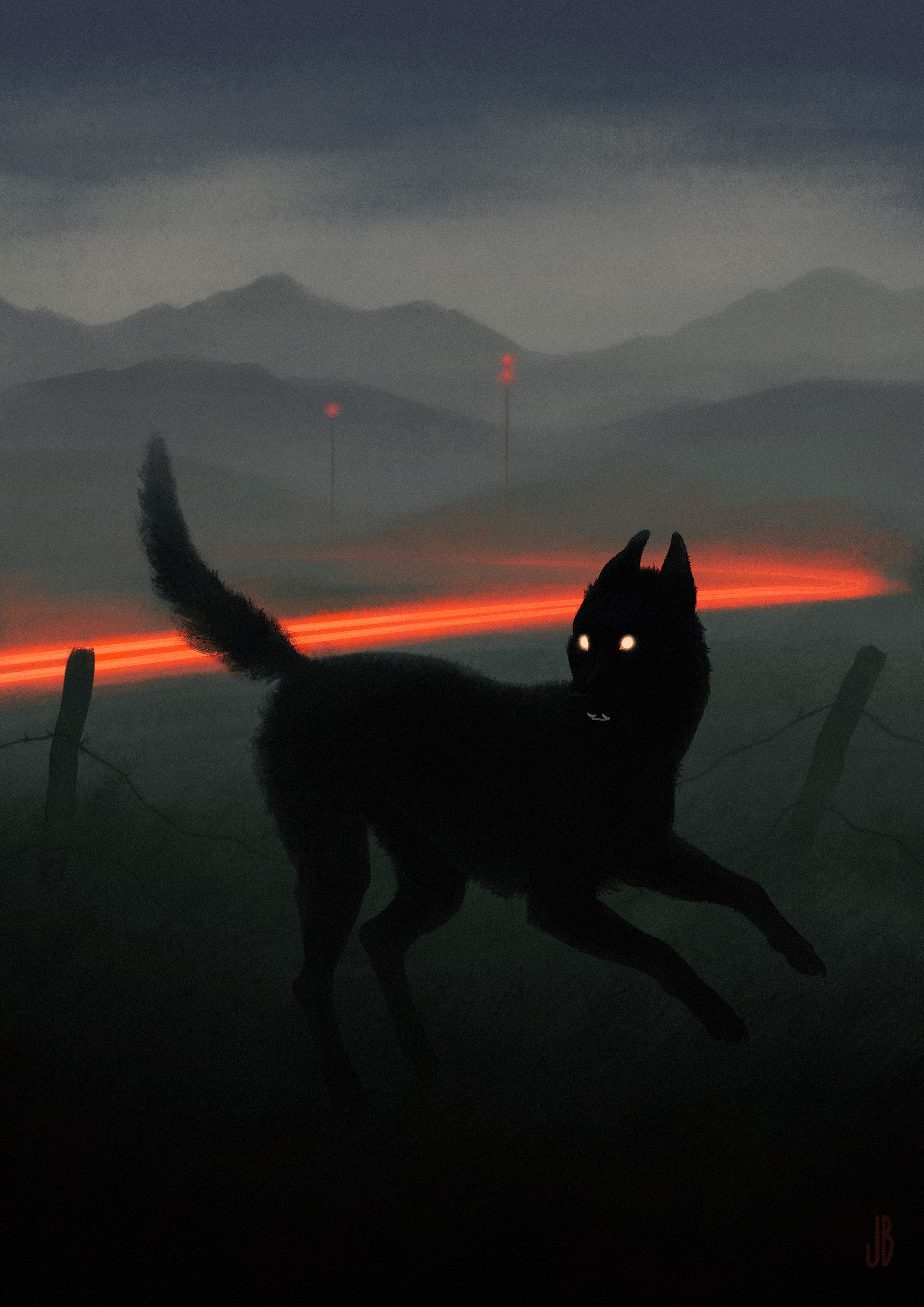 Shadowy Animals Infiltrate Desolate Spaces in Illustrations by Jenna Barton