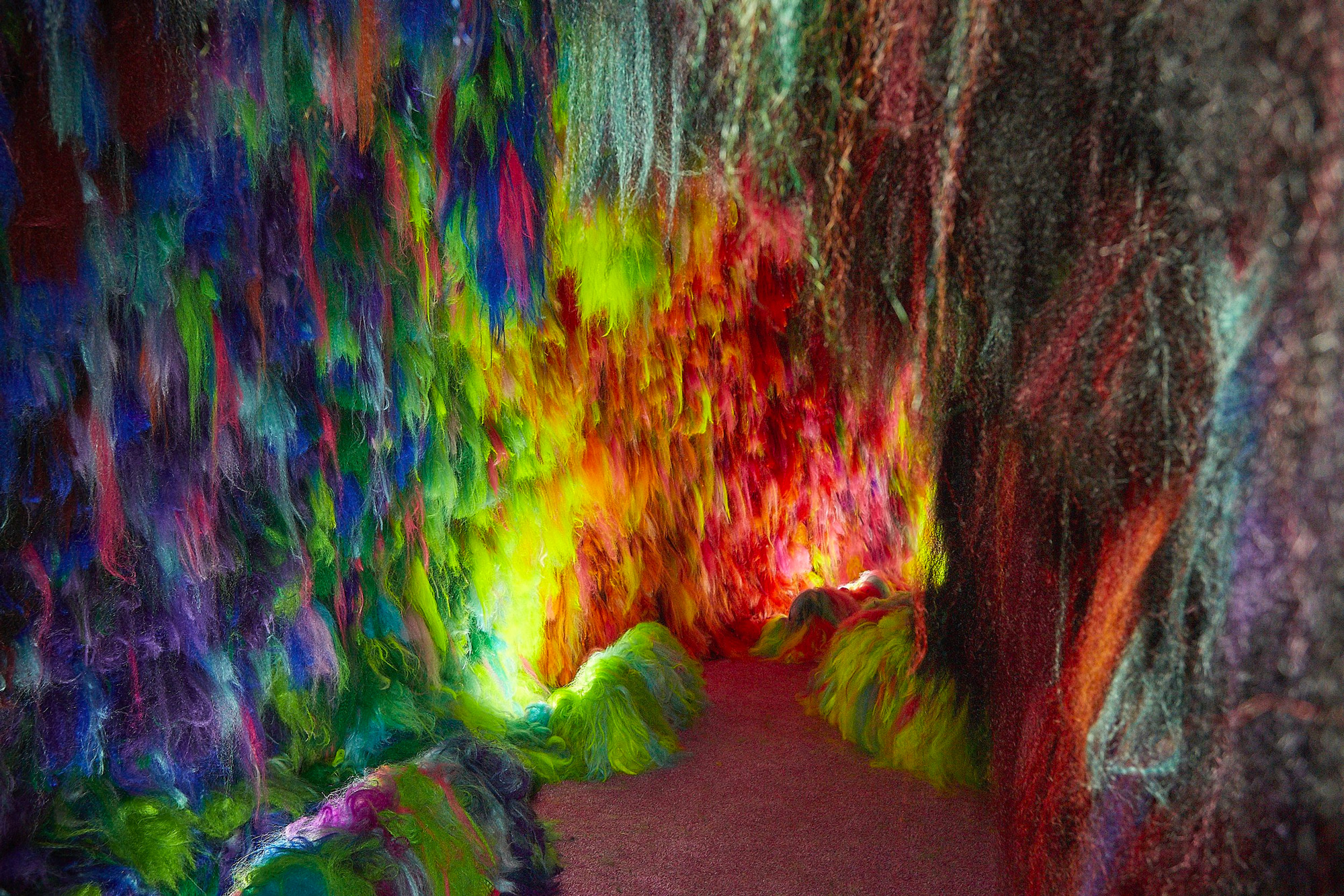 Textural Installations by Shoplifter Immerse Visitors in Furry Neon Caves