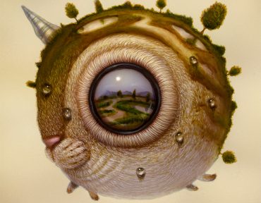 Hybrid Creatures with Oversized Eyes Reflect Imagined Landscapes in Surreal Paintings by Haoto Nattori