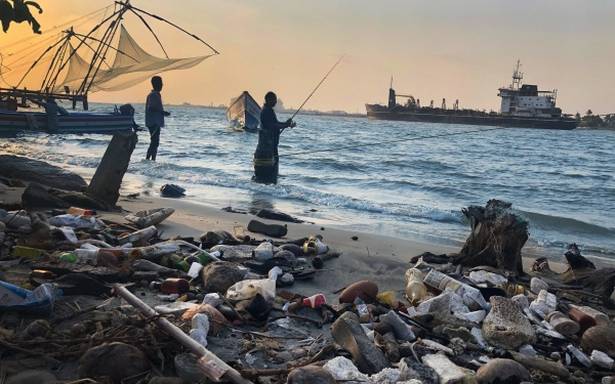 Photo exhibition showcasing plastic pollution on in France