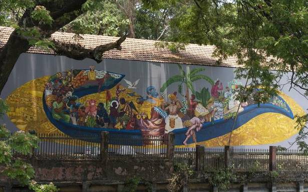 A mural shows a slice of Kerala