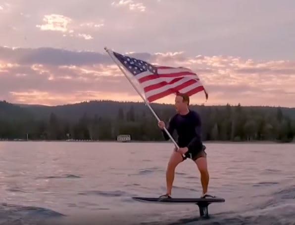'Take me home' — Mark Zuckerberg posts flag-waving, surfboard-riding Independence Day Instagram video